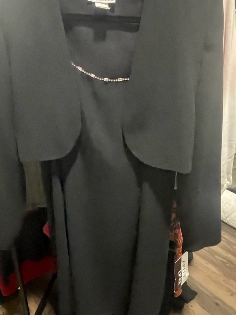 Elegant Black Women’s Beaded Dress Jacket Set